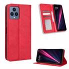 For T-Mobile Revvl 6 5G Magnetic Buckle Retro Texture Leather Phone Case(Red) - 1