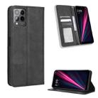 For T-Mobile REVVL 6 Pro 5G Magnetic Buckle Retro Texture Leather Phone Case(Black) - 1