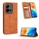 For vivo V25 5G /  X80 Lite Magnetic Buckle Retro Texture Leather Phone Case(Brown) - 1