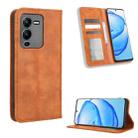 For vivo V25 Pro / S15 Pro Magnetic Buckle Retro Texture Leather Phone Case(Brown) - 1