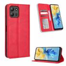 For Infinix Hot 11 2022 X675 Magnetic Buckle Retro Texture Leather Phone Case(Red) - 1