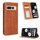 For Google Pixel 7 Pro 5G Magnetic Buckle Retro Texture Leather Phone Case(Brown) - 1