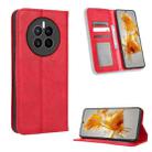 For Huawei Mate 50 Magnetic Buckle Retro Texture Leather Phone Case(Red) - 1