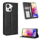 For Blackview OSCAL C80 Magnetic Buckle Retro Texture Leather Phone Case(Black) - 1
