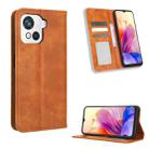 For Blackview OSCAL C80 Magnetic Buckle Retro Texture Leather Phone Case(Brown) - 1