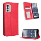 For Nokia G60 5G Magnetic Buckle Retro Texture Leather Phone Case(Red) - 1
