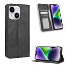 For iPhone 14 Plus Magnetic Buckle Retro Texture Leather Phone Case(Black) - 1