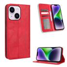 For iPhone 14 Plus Magnetic Buckle Retro Texture Leather Phone Case(Red) - 1