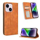 For iPhone 14 Plus Magnetic Buckle Retro Texture Leather Phone Case(Brown) - 1