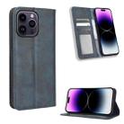 For iPhone 14 Pro Max Magnetic Buckle Retro Texture Leather Phone Case(Blue) - 1