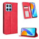 For Honor X8 5G Magnetic Buckle Retro Texture Leather Phone Case(Red) - 1