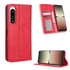 For Sony Xperia 5 IV Magnetic Buckle Retro Texture Leather Phone Case(Red) - 1