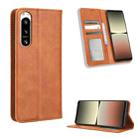 For Sony Xperia 5 IV Magnetic Buckle Retro Texture Leather Phone Case(Brown) - 1