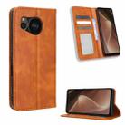 For Sharp Aquos Sense7 Plus Magnetic Buckle Retro Texture Leather Phone Case(Brown) - 1