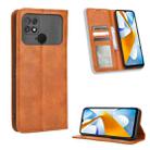 For Xiaomi Poco C40 Magnetic Buckle Retro Texture Leather Phone Case(Brown) - 1