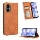 For Xiaomi Poco M4 5G Magnetic Buckle Retro Texture Leather Phone Case(Brown) - 1