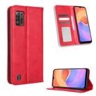 For ZTE Blade A52 Lite Magnetic Buckle Retro Texture Leather Phone Case(Red) - 1