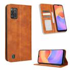 For ZTE Blade A52 Lite Magnetic Buckle Retro Texture Leather Phone Case(Brown) - 1