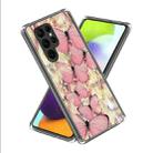 For Samsung Galaxy S23 Ultra 5G Colored Drawing Clear TPU Phone Protective Case(Pink Butterfly) - 1