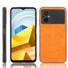 For Xiaomi Poco M5 4G Sewing Cow Pattern Skin PC + PU + TPU Phone Case(Orange) - 1