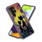 For Samsung Galaxy S23 Ultra 5G Colored Drawing Clear TPU Phone Protective Case(Graffiti Cat) - 1