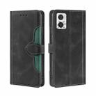 For Motorola Moto E22/E22i Skin Feel Magnetic Buckle Leather Phone Case(Black) - 1