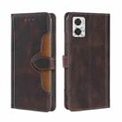 For Motorola Moto E22/E22i Skin Feel Magnetic Buckle Leather Phone Case(Brown) - 1