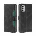 For Nokia G60 5G Skin Feel Magnetic Buckle Leather Phone Case(Black) - 1