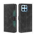 For Honor X8 5G/X6 Skin Feel Magnetic Buckle Leather Phone Case(Black) - 1