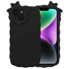 For iPhone 14 Bowknot Liquid Silicone Phone Case(Black) - 1