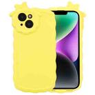 For iPhone 14 Plus Bowknot Liquid Silicone Phone Case(Yellow) - 1