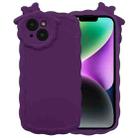 For iPhone 14 Plus Bowknot Liquid Silicone Phone Case(Purple) - 1