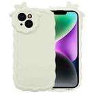 For iPhone 14 Plus Bowknot Liquid Silicone Phone Case(White) - 1