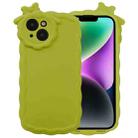 For iPhone 14 Plus Bowknot Liquid Silicone Phone Case(Green) - 1