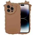 For iPhone 14 Pro Bowknot Liquid Silicone Phone Case(Brown) - 1