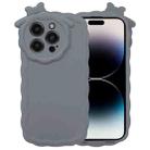 For iPhone 14 Pro Bowknot Liquid Silicone Phone Case(Grey) - 1