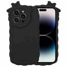 For iPhone 14 Pro Bowknot Liquid Silicone Phone Case(Black) - 1