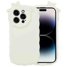 For iPhone 14 Pro Bowknot Liquid Silicone Phone Case(White) - 1