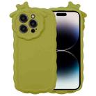 For iPhone 14 Pro Bowknot Liquid Silicone Phone Case(Green) - 1