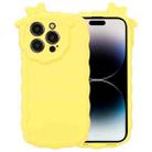 For iPhone 14 Pro Max Bowknot Liquid Silicone Phone Case(Yellow) - 1