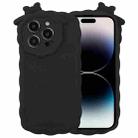 For iPhone 14 Pro Max Bowknot Liquid Silicone Phone Case(Black) - 1