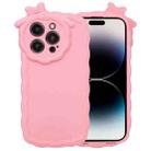 For iPhone 14 Pro Max Bowknot Liquid Silicone Phone Case(Pink) - 1