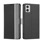 For Motorola Moto E22/E22i Twill Texture Side Buckle Leather Phone Case(Black) - 1