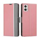 For Motorola Moto E22/E22i Twill Texture Side Buckle Leather Phone Case(Pink) - 1