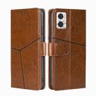 For Motorola Moto E22/E22i Geometric Stitching Horizontal Flip Leather Phone Case(Light Brown) - 1