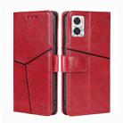 For Motorola Moto E22/E22i Geometric Stitching Horizontal Flip Leather Phone Case(Red) - 1