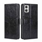 For Motorola Moto E22/E22i Geometric Stitching Horizontal Flip Leather Phone Case(Black) - 1