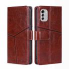 For Nokia G60 5G Geometric Stitching Horizontal Flip Leather Phone Case(Dark Brown) - 1