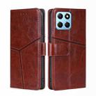 For Honor X8 5G/X6 Geometric Stitching Horizontal Flip Leather Phone Case(Dark Brown) - 1