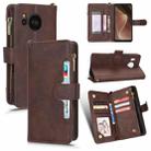 For Sharp Aquos Sense7 Plus Litchi Texture Zipper Leather Phone Case(Brown) - 1